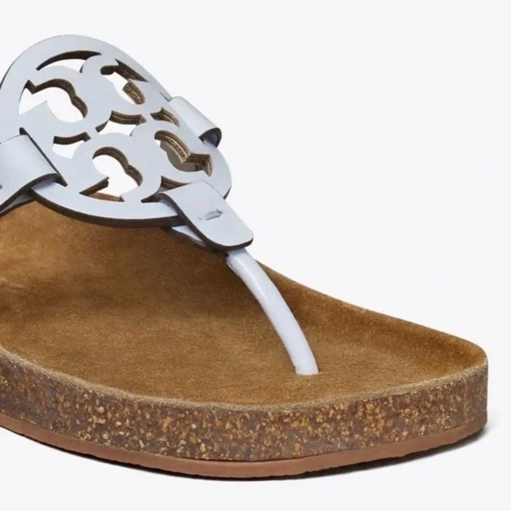 TORY BURCH Miller Cloud Leather Cork Sandals in Crisp Blue US 9 - Picture 2 of 13